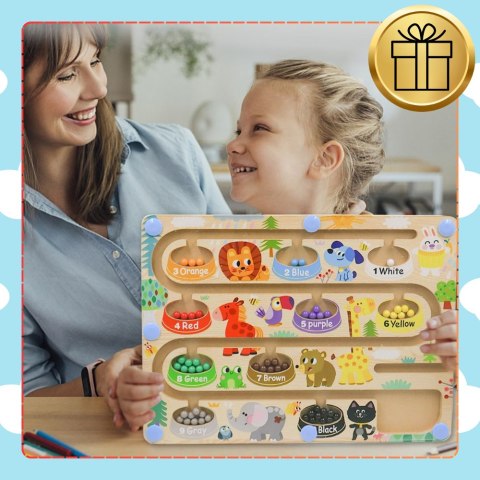 DREWNIANY LABIRYNT MAGNETYCZNY MONTESSORI NAUKA KOLORÓW I LICZENIA DREWNIANY LABIRYNT MAGNETYCZNY MONTESSORI NAUKA KOLORÓW I LICZENIA