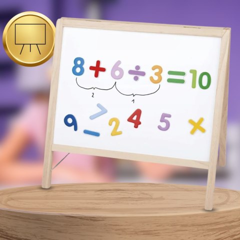 Duża drewniana suchościeralna dwustronna tablica kredowa magnetyczna 4w1 akcesoria Duża drewniana suchościeralna dwustronna tablica kredowa magnetyczna 4w1 akcesoria