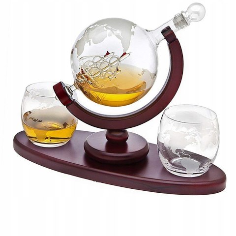 GRAWEROWANA KARAFKA DO WHISKY DOZOWNIK GLOBUS + 2 SZKLANKI GRAWEROWANA KARAFKA DO WHISKY DOZOWNIK GLOBUS + 2 SZKLANKI