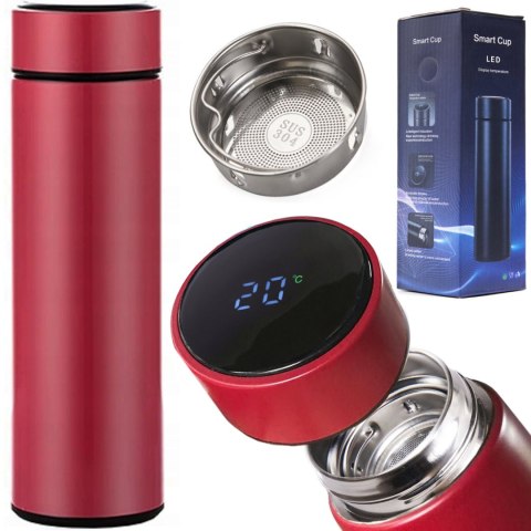 KUBEK TERMICZNY TERMOS SMART LED 500ML BORDOWY KUBEK TERMICZNY TERMOS SMART LED 500ML BORDOWY