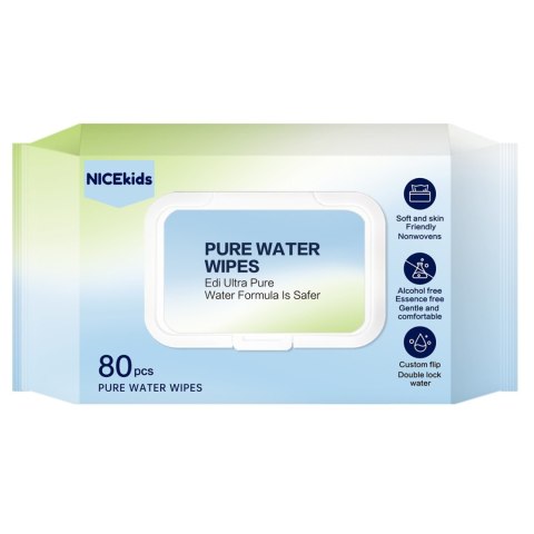 NICEKIDS Chusteczki nawilżane Pure Water Wipes 99,9% wody 1x80 szt NICEKIDS Chusteczki nawilżane Pure Water Wipes 99,9% wody 1x80 szt