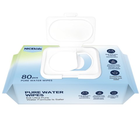 NICEKIDS Chusteczki nawilżane Pure Water Wipes 99,9% wody 1x80 szt NICEKIDS Chusteczki nawilżane Pure Water Wipes 99,9% wody 1x80 szt