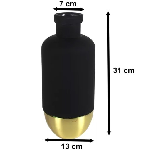Wazon na kwiaty matowy gładki czarno złoty 31 cm szkło metal 8718317838583 Wazon na kwiaty matowy gładki czarno złoty 31 cm szkło metal 8718317838583