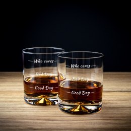 Etui na whisky i 2 szklanki Who cares prezent ślub