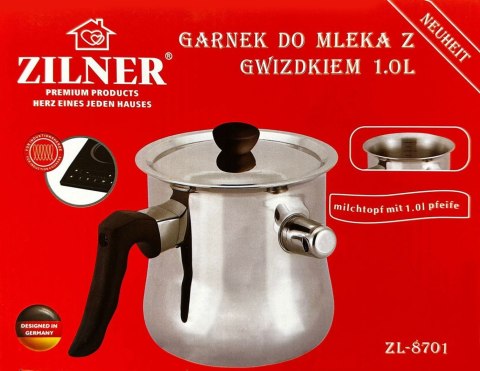 GARNEK DO MLEKA Z GWIZDKIEM ORAZ POKRYWKĄ 1.0L INDUKCJA ZILNER ZL-8701 GARNEK DO MLEKA Z GWIZDKIEM ORAZ POKRYWKĄ 1.0L INDUKCJA ZILNER ZL-8701