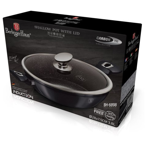 GARNEK NISKI Z POWŁ. GRANITOWĄ 3.8L 28cm BERLINGER HAUS METALLIC LINE Carbon Pro BH-6898 GARNEK NISKI Z POWŁ. GRANITOWĄ 3.8L 28cm BERLINGER HAUS METALLIC LINE Carbon Pro BH-6898