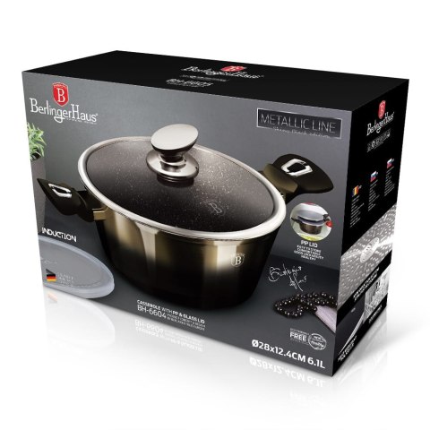 GARNEK Z POWŁOKĄ GRANITOWĄ 6.1L 28CM BERLINGER HAUS SHINY BLACK BH-6606 GARNEK Z POWŁOKĄ GRANITOWĄ 6.1L 28CM BERLINGER HAUS SHINY BLACK BH-6606
