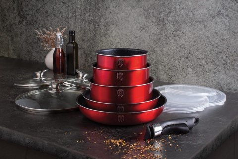KOMPLET GARNKÓW 12-ele CLICK & COOK BERLINGER HAUS METALLIC LINE BURGUNDY BH-1674 KOMPLET GARNKÓW 12-ele CLICK & COOK BERLINGER HAUS METALLIC LINE BURGUNDY BH-1674