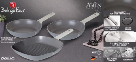 KOMPLET PATELNI Z POWŁOKĄ TYTANOWĄ 20/24/28CM 3-ELE BERLINGER HAUS ASPEN BH-7076 KOMPLET PATELNI Z POWŁOKĄ TYTANOWĄ 20/24/28CM 3-ELE BERLINGER HAUS ASPEN BH-7076