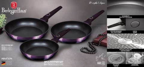 KOMPLET PATELNI Z POWŁOKĄ TYTANOWĄ 20/24/28CM 3-ELE BERLINGER HAUS PURPLE ECLIPSE BH-7103 KOMPLET PATELNI Z POWŁOKĄ TYTANOWĄ 20/24/28CM 3-ELE BERLINGER HAUS PURPLE ECLIPSE BH-7103