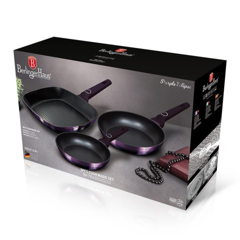 KOMPLET PATELNI Z POWŁOKĄ TYTANOWĄ 3-ELE BERLINGER HAUS PURPLE ECLIPSE BH-7104 KOMPLET PATELNI Z POWŁOKĄ TYTANOWĄ 3-ELE BERLINGER HAUS PURPLE ECLIPSE BH-7104