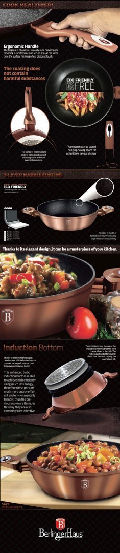 PATELNIA GRANITOWA / WOK 28CM BERLINGER HAUS METALLIC LINE ROSE GOLD BH-1512-N PATELNIA GRANITOWA / WOK 28CM BERLINGER HAUS METALLIC LINE ROSE GOLD BH-1512-N