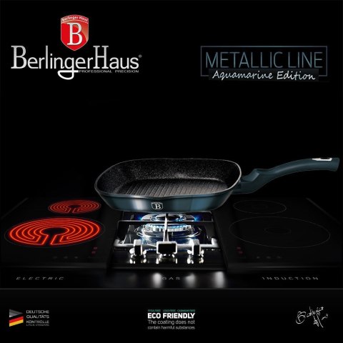 PATELNIA GRANITOWA GRILL 28CM BERLINGER HAUS METALLIC AQUAMARINE BH-1873 PATELNIA GRANITOWA GRILL 28CM BERLINGER HAUS METALLIC AQUAMARINE BH-1873