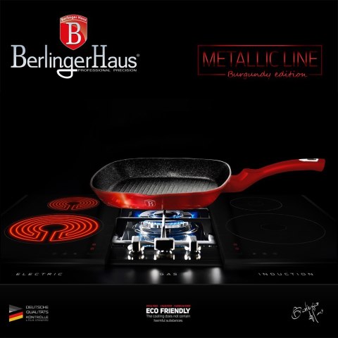 PATELNIA GRANITOWA GRILL 28CM BERLINGER HAUS METALLIC LINE BURGUNDY BH-1271-N PATELNIA GRANITOWA GRILL 28CM BERLINGER HAUS METALLIC LINE BURGUNDY BH-1271-N
