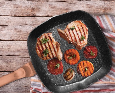 PATELNIA GRANITOWA GRILL 28CM BERLINGER HAUS METALLIC LINE ROSE GOLD BH-1521-N PATELNIA GRANITOWA GRILL 28CM BERLINGER HAUS METALLIC LINE ROSE GOLD BH-1521-N