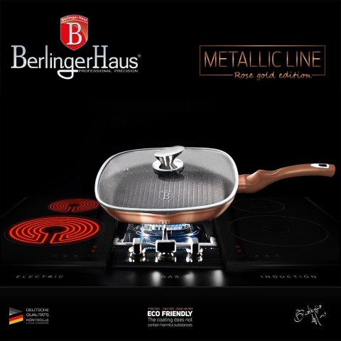 PATELNIA GRANITOWA GRILL 28CM BERLINGER HAUS METALLIC LINE ROSE GOLD BH-1610-N PATELNIA GRANITOWA GRILL 28CM BERLINGER HAUS METALLIC LINE ROSE GOLD BH-1610-N