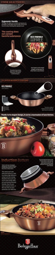 PATELNIA GRANITOWA WOK 30CM BERLINGER HAUS METALLIC LINE ROSE GOLD BH-6171 PATELNIA GRANITOWA WOK 30CM BERLINGER HAUS METALLIC LINE ROSE GOLD BH-6171