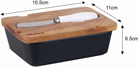 PORCELANOWA MASELNICZKA Z NOŻYKIEM POKRYWKA AKACJA KLAUSBERG KB-7784 CZARNA PORCELANOWA MASELNICZKA Z NOŻYKIEM POKRYWKA AKACJA KLAUSBERG KB-7784 CZARNA