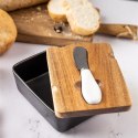 PORCELANOWA MASELNICZKA Z NOŻYKIEM POKRYWKA AKACJA KLAUSBERG KB-7784 CZARNA