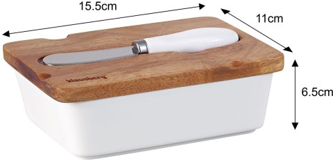 PORCELANOWA MASELNICZKA Z NOŻYKIEM POKRYWKA AKACJA KLAUSBERG KB-7785 BIAŁA PORCELANOWA MASELNICZKA Z NOŻYKIEM POKRYWKA AKACJA KLAUSBERG KB-7785 BIAŁA