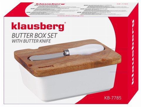 PORCELANOWA MASELNICZKA Z NOŻYKIEM POKRYWKA AKACJA KLAUSBERG KB-7785 BIAŁA PORCELANOWA MASELNICZKA Z NOŻYKIEM POKRYWKA AKACJA KLAUSBERG KB-7785 BIAŁA