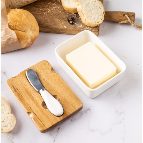 PORCELANOWA MASELNICZKA Z NOŻYKIEM POKRYWKA AKACJA KLAUSBERG KB-7785 BIAŁA PORCELANOWA MASELNICZKA Z NOŻYKIEM POKRYWKA AKACJA KLAUSBERG KB-7785 BIAŁA