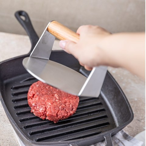 PRASA DO MIĘSA BURGERÓW 14CM ZE STALI NIERDZEWNEJ PRASKA KINGHOFF KH-1878 PRASA DO MIĘSA BURGERÓW 14CM ZE STALI NIERDZEWNEJ PRASKA KINGHOFF KH-1878