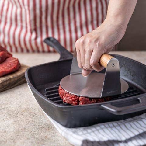 PRASA DO MIĘSA BURGERÓW 14CM ZE STALI NIERDZEWNEJ PRASKA KINGHOFF KH-1878 PRASA DO MIĘSA BURGERÓW 14CM ZE STALI NIERDZEWNEJ PRASKA KINGHOFF KH-1878