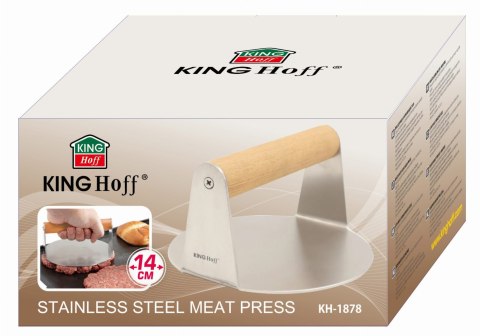 PRASA DO MIĘSA BURGERÓW 14CM ZE STALI NIERDZEWNEJ PRASKA KINGHOFF KH-1878 PRASA DO MIĘSA BURGERÓW 14CM ZE STALI NIERDZEWNEJ PRASKA KINGHOFF KH-1878