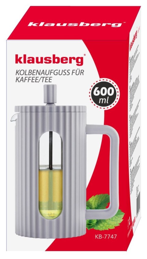 ZAPARZACZ DO HERBATY KAWY SZKLANY FRENCH PRESS 600 ML SZARY KLAUSBERG KB-7747 ZAPARZACZ DO HERBATY KAWY SZKLANY FRENCH PRESS 600 ML SZARY KLAUSBERG KB-7747