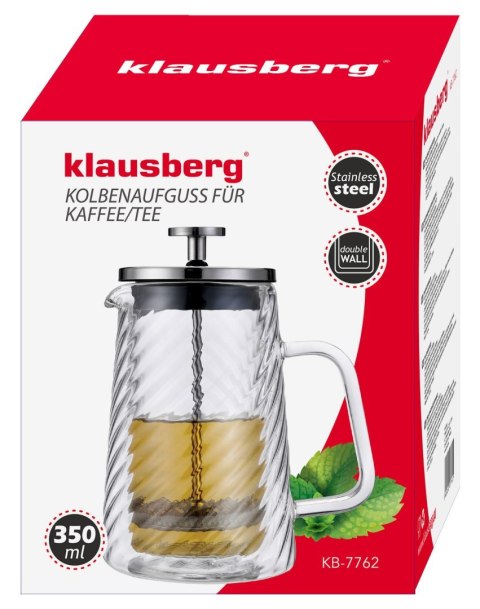 ZAPARZACZ DO KAWY HERBATY SZKLANY 350ML FRENCH PRESS KLAUSBERG KB-7762 SREBRNY ZAPARZACZ DO KAWY HERBATY SZKLANY 350ML FRENCH PRESS KLAUSBERG KB-7762 SREBRNY
