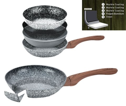 ZESTAW 3 PATELNI 20/24/28CM KiNGHOFF GRANIT WOOD KH-1030 ZESTAW 3 PATELNI 20/24/28CM KiNGHOFF GRANIT WOOD KH-1030