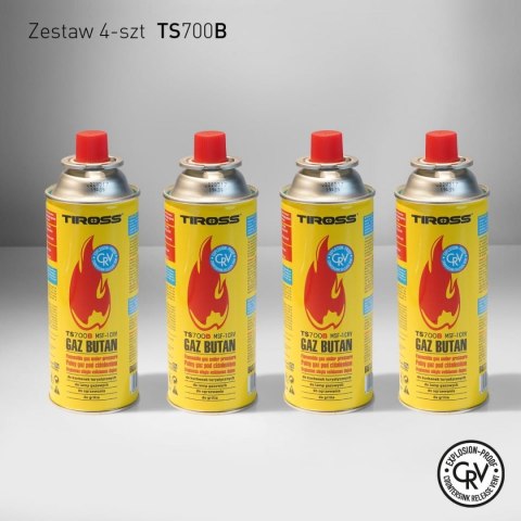 ZESTAW 4 GAZÓW / NABOJE GAZOWE / PRZECIWYBUCHOWY SYSTEM CRV / KARTUSZ 227g / TYP MSF-1a TIROSS TS-700B-4 ZESTAW 4 GAZÓW / NABOJE GAZOWE / PRZECIWYBUCHOWY SYSTEM CRV / KARTUSZ 227g / TYP MSF-1a TIROSS TS-700B-4