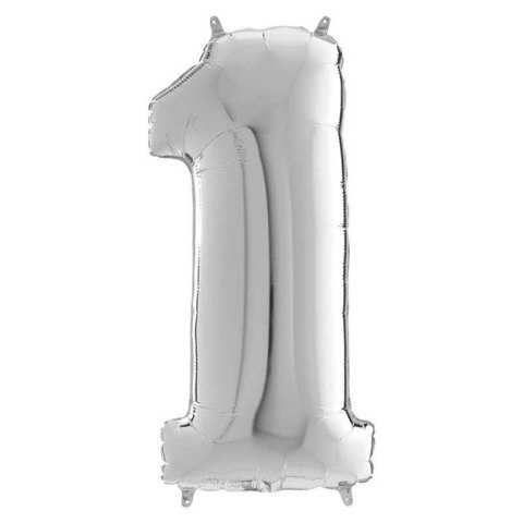 Balon Foliowy Cyfra 1, Srebrna, 66 cm Grabo Balon Foliowy Cyfra 1, Srebrna, 66 cm Grabo