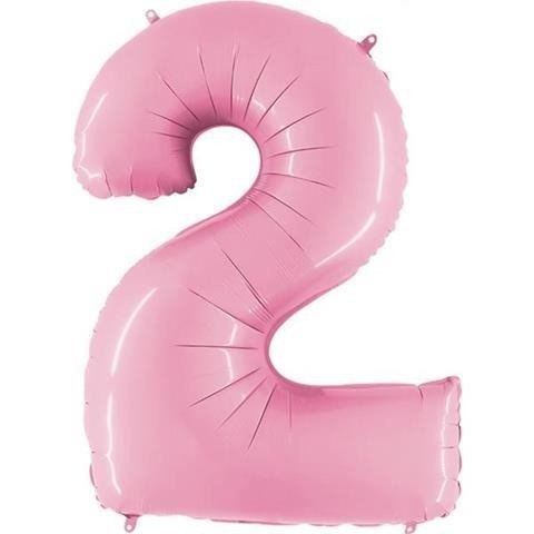 Balon Foliowy Cyfra 2, pudrowy róż, 102cm Grabo Balon Foliowy Cyfra 2, pudrowy róż, 102cm Grabo