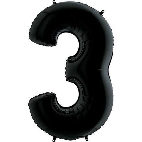 Balon Foliowy Cyfra 3, Czarna, 102cm Grabo Balon Foliowy Cyfra 3, Czarna, 102cm Grabo