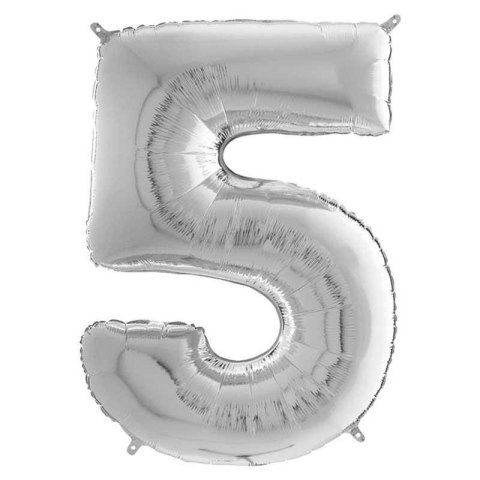 Balon Foliowy Cyfra 5, Srebrna, 66 cm Grabo Balon Foliowy Cyfra 5, Srebrna, 66 cm Grabo