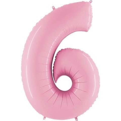 Balon Foliowy Cyfra 6, pudrowy róż, 102cm Grabo Balon Foliowy Cyfra 6, pudrowy róż, 102cm Grabo