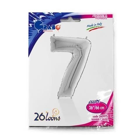 Balon Foliowy Cyfra 7, Srebrna, 66 cm Grabo Balon Foliowy Cyfra 7, Srebrna, 66 cm Grabo