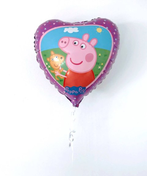 Balon Foliowy Serce Świnka Peppa, 46 cm różowa, Grabo Balon Foliowy Serce Świnka Peppa, 46 cm różowa, Grabo