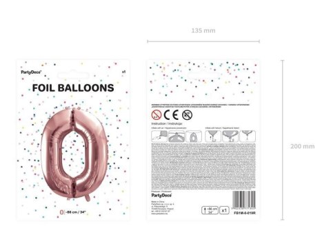 Balon foliowy Cyfra '0', 86cm, różowe złoto Balon foliowy Cyfra '0', 86cm, różowe złoto