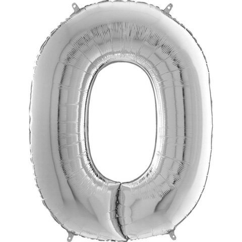 Balon foliowy Cyfra 0 Srebrna - 102 cm Grabo Balon foliowy Cyfra 0 Srebrna - 102 cm Grabo