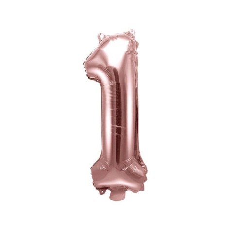 Balon foliowy Cyfra 1, 35cm, Rose Gold różowe złoto Balon foliowy Cyfra 1, 35cm, Rose Gold różowe złoto