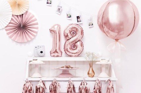 Balon foliowy Cyfra 1, 35cm, Rose Gold różowe złoto Balon foliowy Cyfra 1, 35cm, Rose Gold różowe złoto