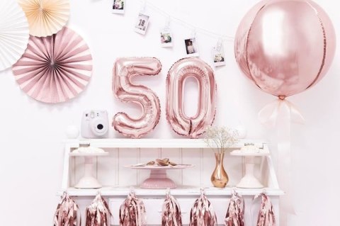 Balon foliowy Cyfra '5', 35cm, różowe złoto Balon foliowy Cyfra '5', 35cm, różowe złoto