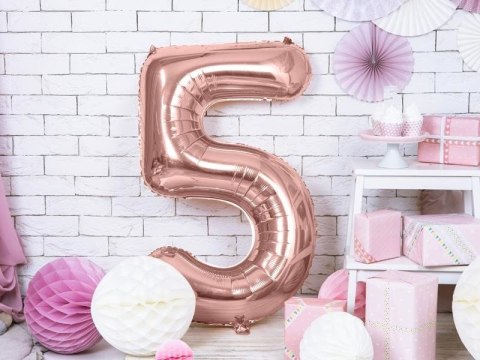 Balon foliowy Cyfra '5', 86cm, różowe złoto Balon foliowy Cyfra '5', 86cm, różowe złoto