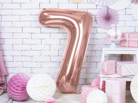 Balon foliowy Cyfra '7', 86cm, różowe złoto Balon foliowy Cyfra '7', 86cm, różowe złoto