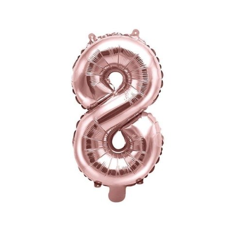 Balon foliowy Cyfra 8, 35cm, Rose Gold różowe złoto Balon foliowy Cyfra 8, 35cm, Rose Gold różowe złoto