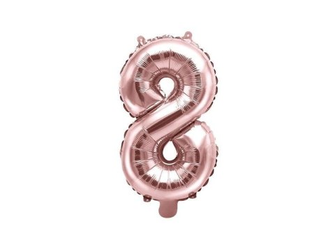 Balon foliowy Cyfra 8, 35cm, Rose Gold różowe złoto Balon foliowy Cyfra 8, 35cm, Rose Gold różowe złoto