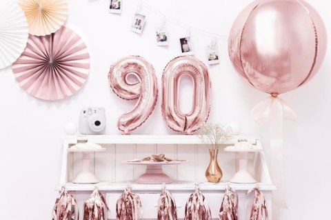 Balon foliowy Cyfra '9', 35cm, różowe złoto Balon foliowy Cyfra '9', 35cm, różowe złoto